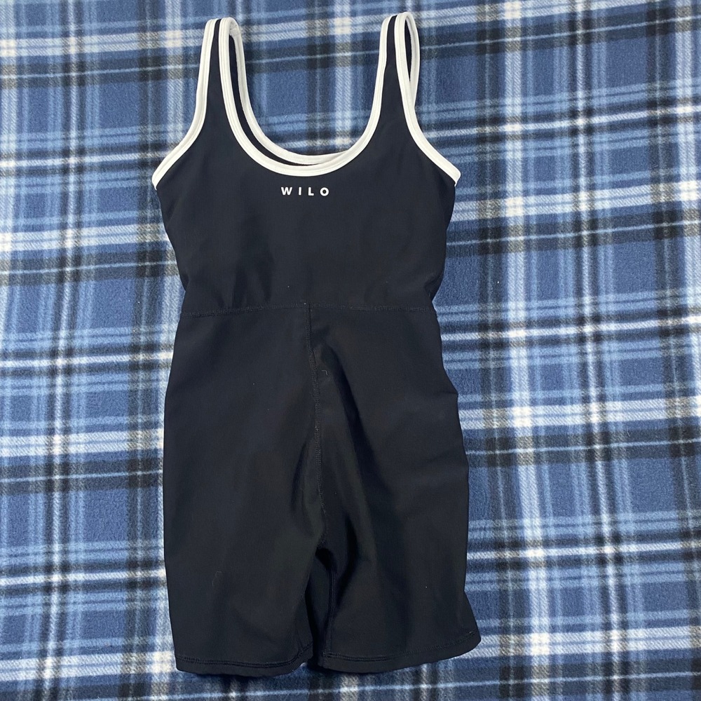 Wilo Melbourne Australia Ribbed Activewear Romper Black White XS Side Stripe - Picture 6 of 6
